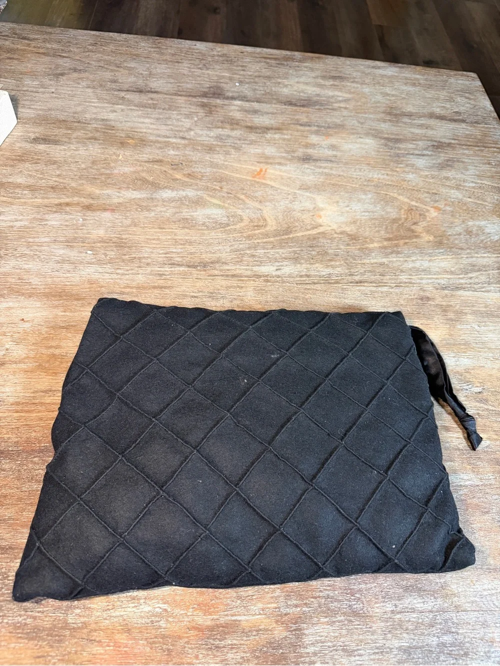 Vintage Black Quilted Satin Clutch Evening Bag Zipper Pocket Soft Pouch Purse